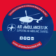 Sticker that promotes Air Ambulances UK with a red and blue background.