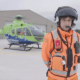 Great Western Air Ambulance Charity and pilot in orange flight suit