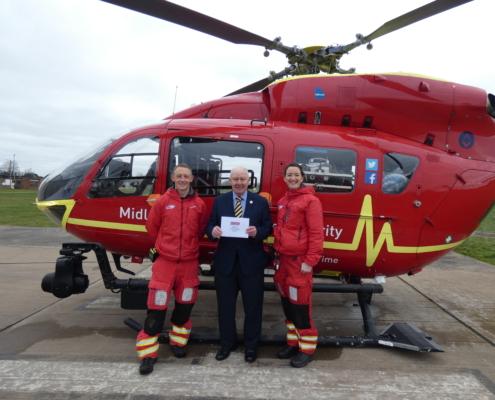 Midlands Air Ambulance helicopter with crew