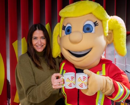 Mascot outfit with Lisa Snowdon