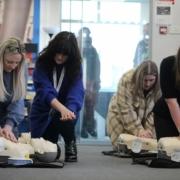 Nicola Cooper teaching CPR at Magpas Air Ambulance