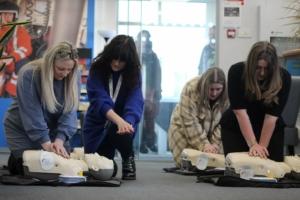 Nicola Cooper teaching CPR at Magpas Air Ambulance